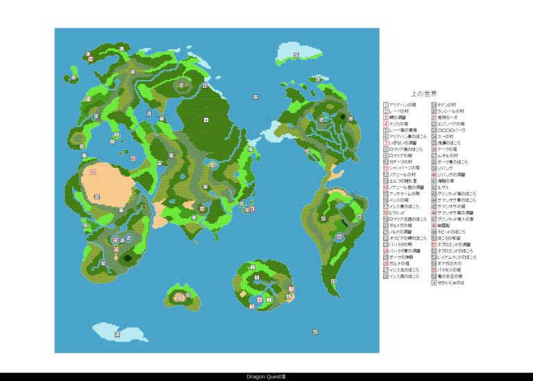 上の世界 レトロRPGの攻略マップ